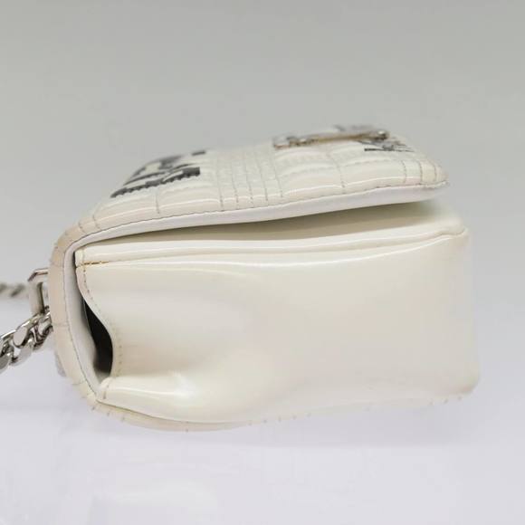 BURBERRY Roller Chain Shoulder Bag Patent leather White Silver Auth bs18894 - Picture 3 of 16